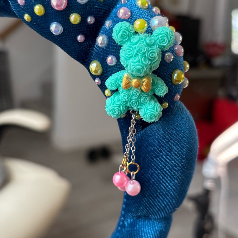 Handmade beaded padded teddy headband